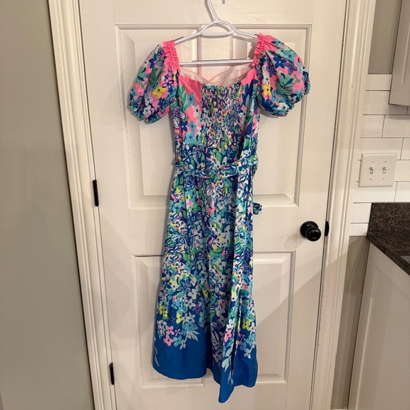 New Lilly Pulitzer Zalie Midi Dress in Borealis Blue Social Sunset 31744 - Picture 11 of 16